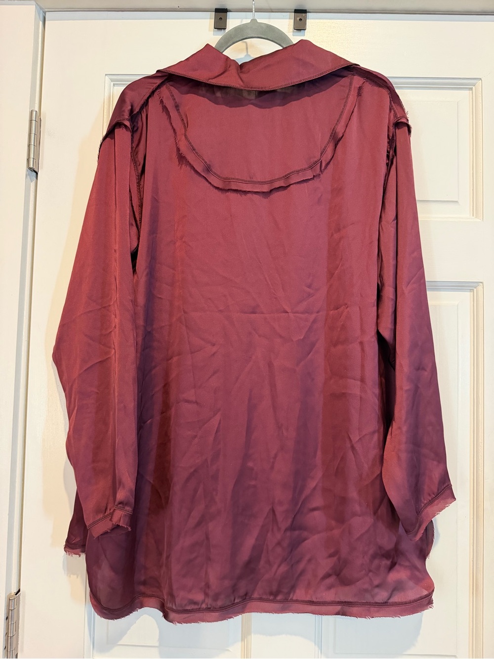 Free People Intimately Silky Maroon Button-Front Top - Picture 5 of 5